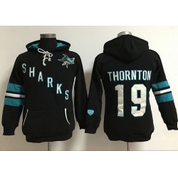 San Jose Sharks 19 Joe Thornton Black Women Old Time Heidi Hoodie NHL Hoodie