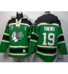 Chicago Blackhawks 19 Jonathan Toews Green Lace-Up Hoodies