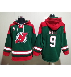 Men New Jersey Devils 9 Taylor Hall Green Stitched Hoody