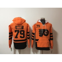 Men's Philadelphia Flyers 79 Carter Hart Stitched Orange Hoody