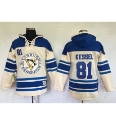 Men Pittsburgh Penguins 81 Phil Kessel Cream Sawyer Hooded Sweatshirt Stitched NHL Jersey