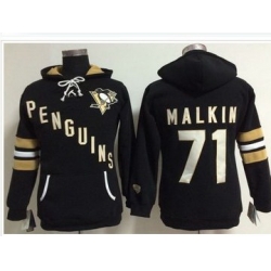 Women Pittsburgh Penguins 71 Evgeni Malkin Black Old Time Heidi NHL Hoodie