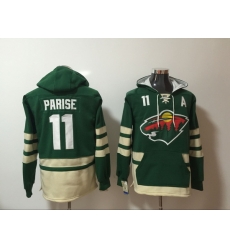 Men Minnesota Wild 11 Zach Parise Green Stitched NHL Hoodie