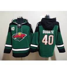 Men's Minnesota Wild #40 Devan Dubnyk Green Ageless Must-Have Lace-Up Pullover Hoodie