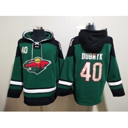 Men's Minnesota Wild #40 Devan Dubnyk Green Ageless Must-Have Lace-Up Pullover Hoodie