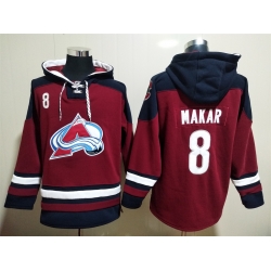 Men Colorado Avalanche Cale Makar 8 Red Stitched NHL Hoodie