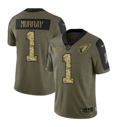 Men Arizona Cardinals 1 Kyler Murray 2021 Salute To Service Olive Camo Limited Stitched Jersey