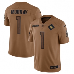 Men Arizona Cardinals 1 Kyler Murray 2023 Brown Salute To Service Limited Stitched Football Jersey