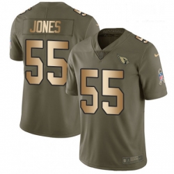 Men Nike Arizona Cardinals 55 Chandler Jones Limited OliveGold 2017 Salute to Service NFL Jersey