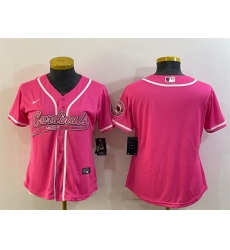 Women Arizona Cardinals Blank Pink With Patch Cool Base Stitched Baseball Jersey