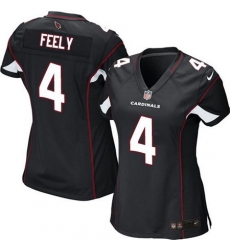 Women Nike Cardinals 4 Jay Feely Black Game Jersey