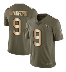 Nike Cardinals #9 Sam Bradford Olive Gold Youth Stitched NFL Limited 2017 Salute to Service Jersey