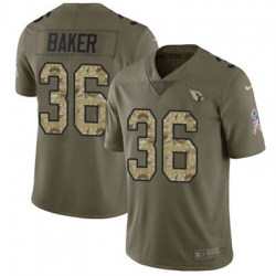 Youth Nike Cardinals #36 Budda Baker Olive Camo Stitched NFL Limited 2017 Salute to Service Jersey