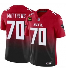 Men Atlanta Falcons 70 Jake Matthews Red Black 2025 F U S E With 4 Star C Patch Vapor Untouchable Limited Stitched Football Jersey Men Atlanta Falcons 70 Jake Matthews Red Black 2025 F U S E With 4 Star C Patch Vapor Untouchable Limited Stitched Football Jersey