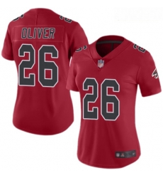 Falcons #26 Isaiah Oliver Red Women Stitched Football Limited Rush Jersey