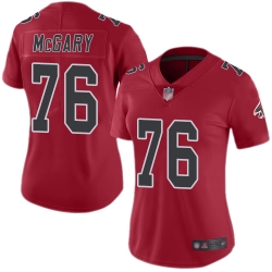 Falcons 76 Kaleb McGary Red Women Stitched Football Limited Rush Jersey