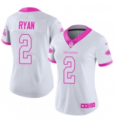 Womens Nike Atlanta Falcons 2 Matt Ryan Limited WhitePink Rush Fashion NFL Jersey