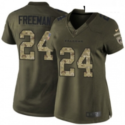 Womens Nike Atlanta Falcons 24 Devonta Freeman Elite Green Salute to Service NFL Jersey