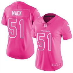 Womens Nike Falcons #51 Alex Mack Pink  Stitched NFL Limited Rush Fashion Jersey