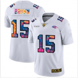 Baltimore Ravens 15 Marquise Brown Men White Nike Multi Color 2020 NFL Crucial Catch Limited NFL Jersey