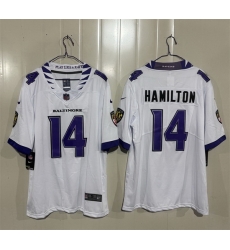 Men Baltimore Ravens  14 Kyle Hamilton White 2026 Vapor Stitched Limited Football Jersey