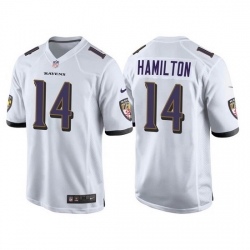 Men Baltimore Ravens 14 Kyle Hamilton White Stitched Game jersey