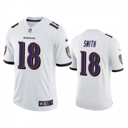 Men Baltimore Ravens 18 Roquan Smith White Game Jersey