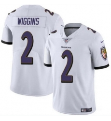 Men Baltimore Ravens 2 Nate Wiggins White 2024 Draft Vapor Limited Football Jersey