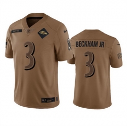 Men Baltimore Ravens 3 Odell Beckham Jr  2023 Brown Salute To Service Limited Jersey