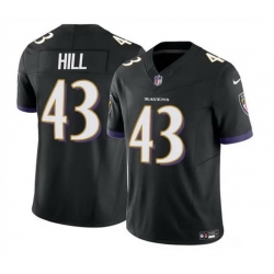 Men Baltimore Ravens 43 Justice Hill Black 2023 F U S E  Vapor Limited Football Jersey