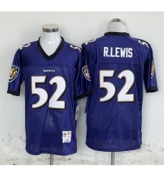 Men Baltimore Ravens 52 Ray Lewis Purple Throwback Football Jersey