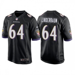 Men Baltimore Ravens 64 Tyler Linderbaum Black Stitched Game Jersey