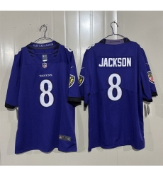 Men Baltimore Ravens  8 Lamar Jackson Purple 2026 Vapor Stitched Limited Football Jersey