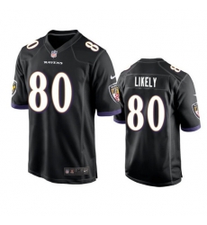 Men Baltimore Ravens 80 Isaiah Likely Black Game Jersey