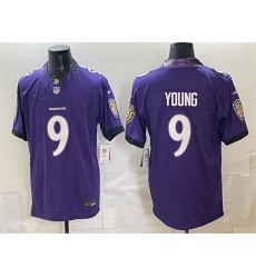 Men Baltimore Ravens  9 Zion Young Purple 2026 F U S E  Vapor Stitched Limited Football Jersey