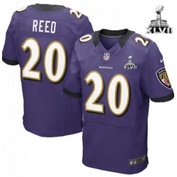 Men Ravens #20 Reed Purple Elite Jersey