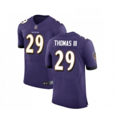 Mens Baltimore Ravens 29 Earl Thomas III Purple Team Color Vapor Untouchable Elite Player Football Jersey