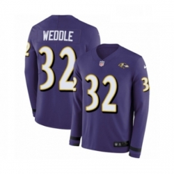 Mens Nike Baltimore Ravens 32 Eric Weddle Limited Purple Therma Long Sleeve NFL Jersey