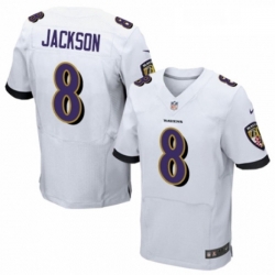 Mens Nike Baltimore Ravens 8 Lamar Jackson Elite White NFL Jersey