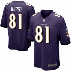 Mens Nike Baltimore Ravens 81 Hayden Hurst Game Purple Team Color NFL Jersey