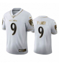 Men's Ravens Justin Tucker White 100th Season Golden Edition Jersey