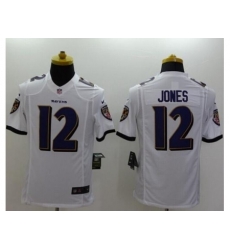 Nike Baltimore Ravens 12 Jacoby Jones White Limited Alternate NFL Jersey