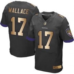 Nike Ravens #17 Mike Wallace Black Alternate Mens Stitched NFL New Elite Gold Jersey