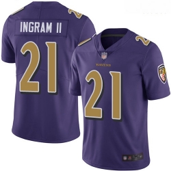 Ravens 21 Mark Ingram II Purple Men Stitched Football Limited Rush Jersey