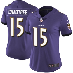 Nike Ravens #15 Michael Crabtree Purple Team Color Womens Stitched NFL Vapor Untouchable Limited Jersey