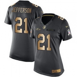 Nike Ravens #21 Tony Jefferson Black Womens Stitched NFL Limited Gold Salute to Service Jersey