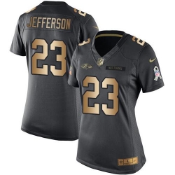 Nike Ravens #23 Tony Jefferson Black Womens Stitched NFL Limited Gold Salute to Service Jersey