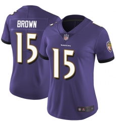 Ravens 15 Marquise Brown Purple Team Color Women Stitched Football Vapor Untouchable Limited Jersey