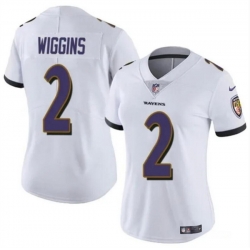 Women Baltimore Ravens 2 Nate Wiggins White 2024 Draft Football Jersey