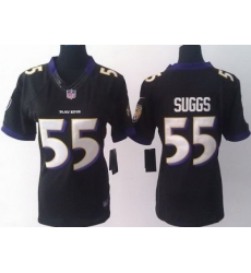 Women Nike Baltimore Ravens 55 Terrell Suggs Black LIMITED Jerseys